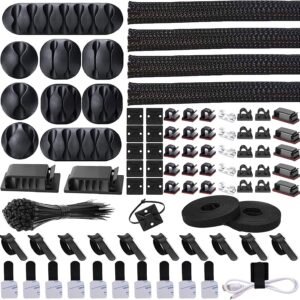 Cord Management Organizer Kit 4 Cable Sleeve Split 152 PCS Cable