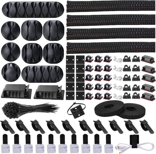 Cord Management Organizer Kit 4 Cable Sleeve Split 152 PCS Cable