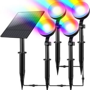 Solar Outdoor Lights Waterproof IP67, 4-in-1 Dusk to Dawn for Christmas Party