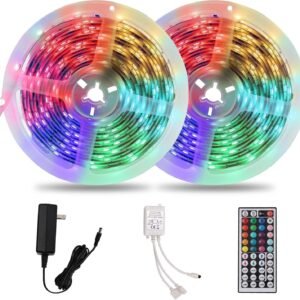 Chris Led Strip Lights Waterproof, 32.8ft(2 Rolls of 16.4ft) RGB Color Changing