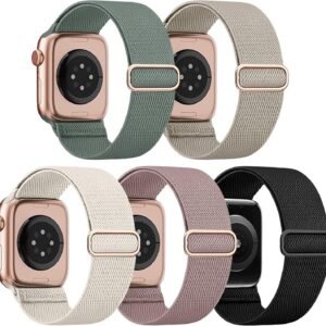 5PACK Stretchy Nylon Straps Compatible for Apple Watch Band 38-49mm For iwatch