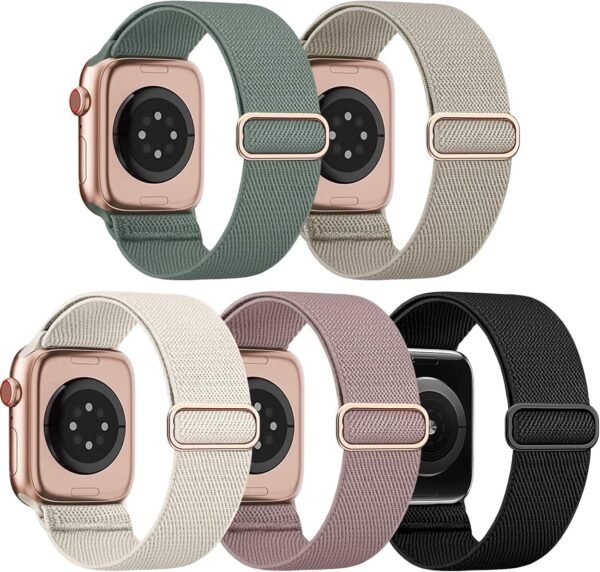 5PACK Stretchy Nylon Straps Compatible for Apple Watch Band 38-49mm For iwatch