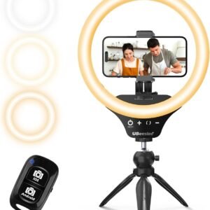 UBeesize 10.2" Selfie Ring Light Dimmable with Tripod Stand, Cell Phone Holder
