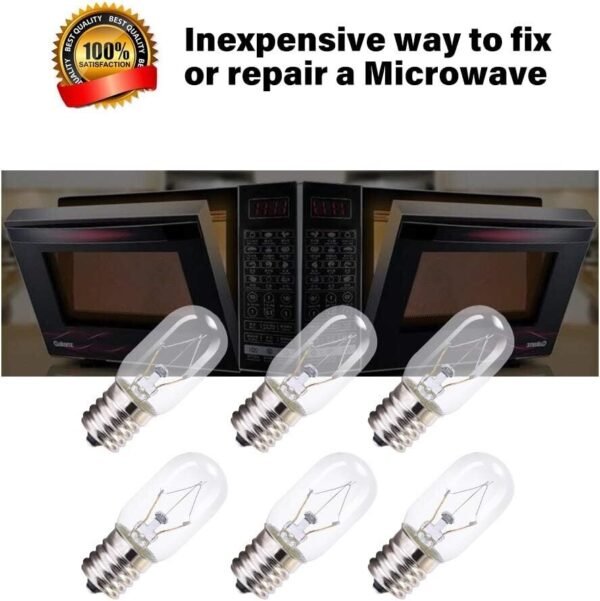DGE 8206232A Whirlpool T8/22 Microwave Light Bulb,6 Pack 25w 130v E17 Warm White