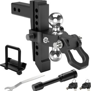 AUH Adjustable Trailer Hitch 8" Drop 2" Receiver Alloy Steel Hitch with Shackle