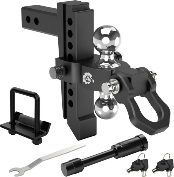 AUH Adjustable Trailer Hitch 8" Drop 2" Receiver Alloy Steel Hitch with Shackle