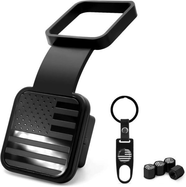 Universal 2 Inch Trailer Hitch Cover American Flag Valve Stem Covers Decor Kit