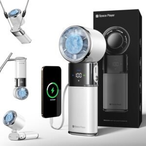 Portable Handheld Turbo Fan with Ice Cooling, 9000mAh Rechargeable 100Speed wind