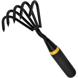Stainless Steel Garden Rake Heavy Duty Soil Loosening Planting Weed Removal