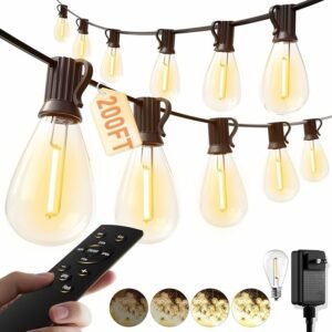 200FT Outdoor LED Hanging Lights for Patio＋Remote Waterproof Shatterproof 2700K