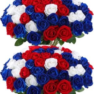 Artificial Roses in Bulk for 4th July Wedding Centerpieces Home Decor 50 Pcs