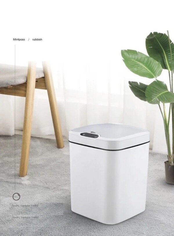 15L Smart Sensor Trash Can Automatic With Inner Bucket Bathroom Kitchen White