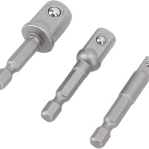3 Pcs Power Drill Adapter Socket 1/4in 3/8in 1/2in Hex Shank Square Head Drill