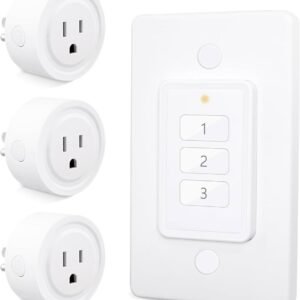 656ft Wireless Wall-Switch: Remote Control Outlet 3 Pack 1Remote for 3 Plugs
