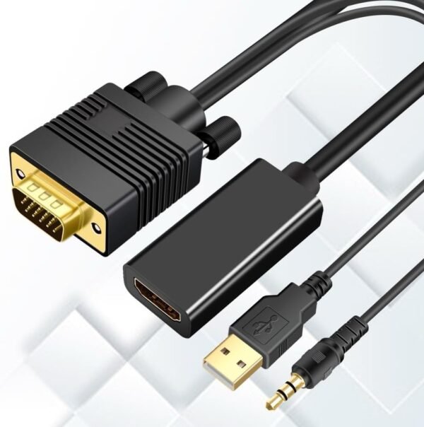 VGA (Sources) to HDMI(Display) Adapter 1080P Converter with Audio+USB Power M-F