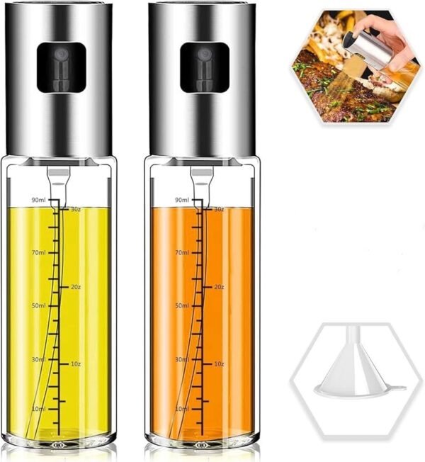 2 Pack Upgraded Olive Oil Spray Bottle Mister Refillable for Cooking Kitchen BBQ