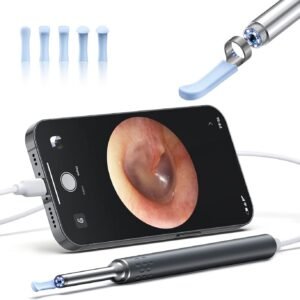 Ear Wax Removal Kit 1080P HD Otoscope with Light Camera 6 Ear Spoon for iPhone
