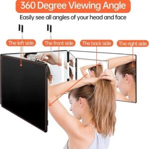3 Way Barber Mirror With Light for Self Hair Styling Shaving DIY Haircut /Makeup