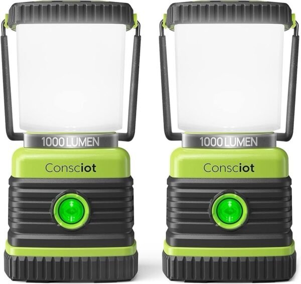 2-Pack LED Battery Powered Camping Lantern 1000LM 4 Light Modes IPX4 Waterproof